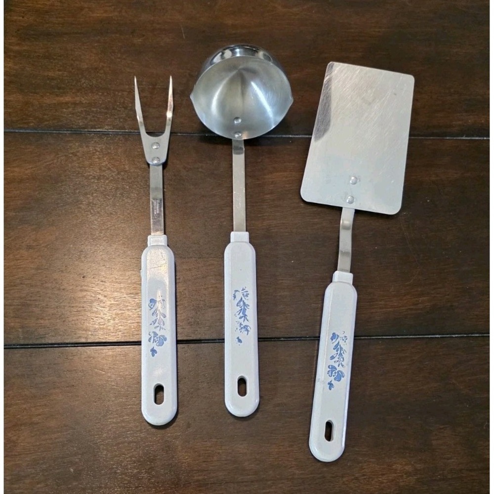 Vintage 3 Piece Robinson Kitchen Utensils Spatula Meat Fork Soup Ladle Stainless